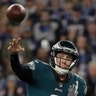 Philadelphia Eagles quarterback Nick Foles throws during the second half of Super Bowl 52