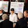 President Donald Trump with Texas Gov. Greg Abbott and first lady Melania Trump at a briefing on Harvey in Corpus Christi, Tuesaday