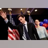 Democratic candidate for 6th congressional district Jon Ossoff steps off the stage with his fiancee Alisha Kramer after conceding