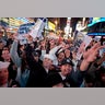 Fans celebrate in Times Square