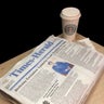 Custom newspaper cake with edible coffee cup