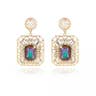 Gold Tone Gem Stone Oversized Earrings