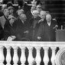 Chief justice Earl Warren helps President Dwight Eisenhower at his inaugural address at the Capitol in Washington, D.C. on Jan. 21, 1957.