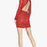 Red Lace Sheath Dress With Open Back
