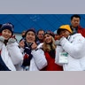 South Korean athletes pose for a photograph with Ivanka Trump