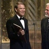 Glen Campbell presents a special Career Achievement Award to Kenny Rogers at the 36th annual Academy of Country Music Awards May 9, 2001.