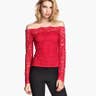 Off-the-Shoulder Red Lace Top
