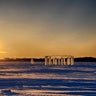 Glistening ice towers.