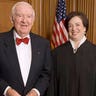 Retired Justice John Paul Stevens and Justice Elena Kagan