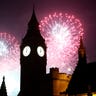Fireworks explode by the Big Ben clocktower in London, Britain January 1, 2017.