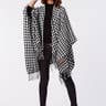 PATTIE CONTRAST DOGTOOTH CHECK BLANKET WRAP MONOCHROME