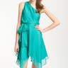 Allen Schwartz Prive One Shoulder Handkerchief Hem Chiffon Dress