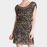 JS Collections Scoop Neck Sequin Mesh Blouson Dress