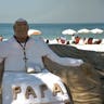 Papa in sand