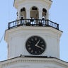 The clock tower at the Portsmouth Naval Shipyard