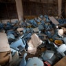Photo shows seats jumbled in a pile inside Maracana stadium.