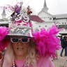 Pink feather No. 39 hat at Kentucky Derby
