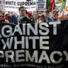 A group of counter-protesters rally against members of white nationalists in Charlottesville, Virginia, August 12  