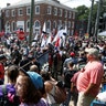 Members of white nationalists clash with a group of counter-protesters in Charlottesville, Virginia, August 12
