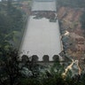 The area of erosion on the lower half of the Oroville Dam spillway.