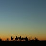 U.S. Border Patrol agents from Boulevard Station look out over a ridge after sunset near Jacumba, California.