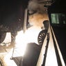 U.S. Navy guided-missile destroyer USS Ross (DDG 71) fires a tomahawk land attack missile in Mediterranean Sea