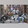 A view of the street scene after people were killed when a truck crashed into a department store Ahlens