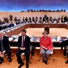 Leaders attend the first working session at the G-20 summit in Hamburg, Germany, July 7, 2017