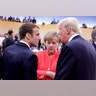 German Chancellor Angela Merkel, President Donald Trump and France's President Emmanuel Macron at the G-20 summit in Hamburg