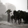 Water rises over a sidewalk as Hurricane Irma hits in downtown Miami, Florida