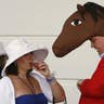 Horse head hat at Kentucky Derby