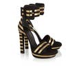 Saint Laurent Striped Suede and Metallic-Leather Sandals