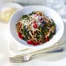 Slim spaghetti with cherry tomatoes, spinach and balsamic, 91 Calories