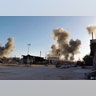 Smoke rising after Syrian government airstrikes hit in the town of Douma, in eastern Ghouta region east of Damascus, Syria, April. 7