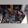 Victims of an alleged chemical weapons attack collapsed on the floor of a building in the rebel-held town of Douma, near Damascus, Syria