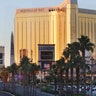 Police block a road on the Las Vegas Strip near the Mandalay Bay hotel and casino