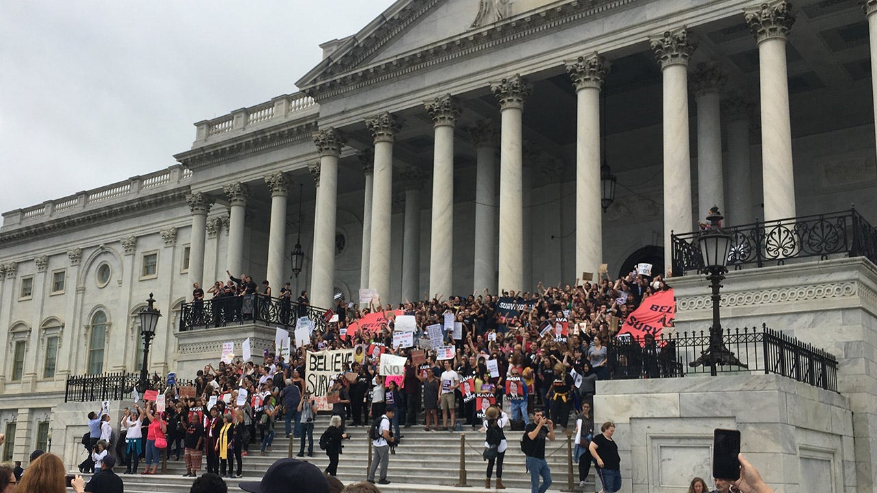 Image result for Kavanaugh vote nears; protesters gather on Capitol steps