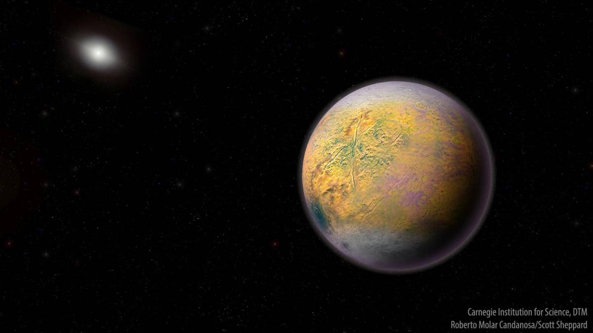 An artist's conception of a distant Solar System Planet X, which could be shaping the orbits of smaller extremely distant outer Solar System objects like 2015 TG387 discovered by a team of Carnegie's Scott Sheppard, Northern Arizona University's Chad Trujillo, and the University of Hawaii's David Tholen.
