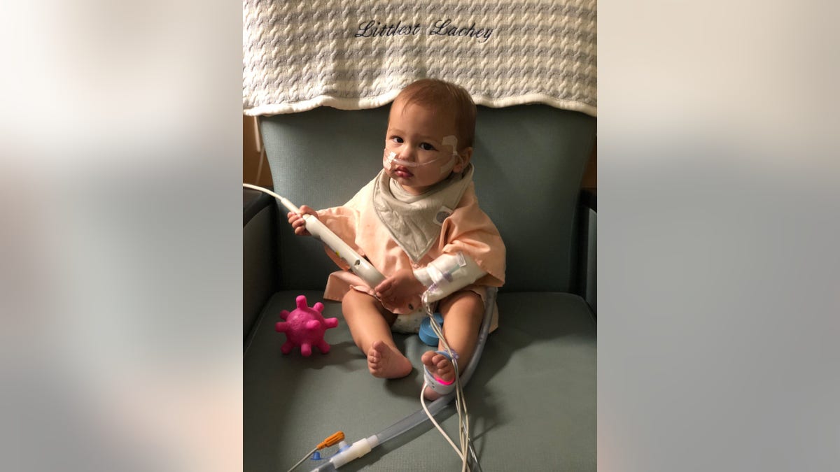 Phoenix was hooked up to a breathing machine to manage his RSV-related symptoms.