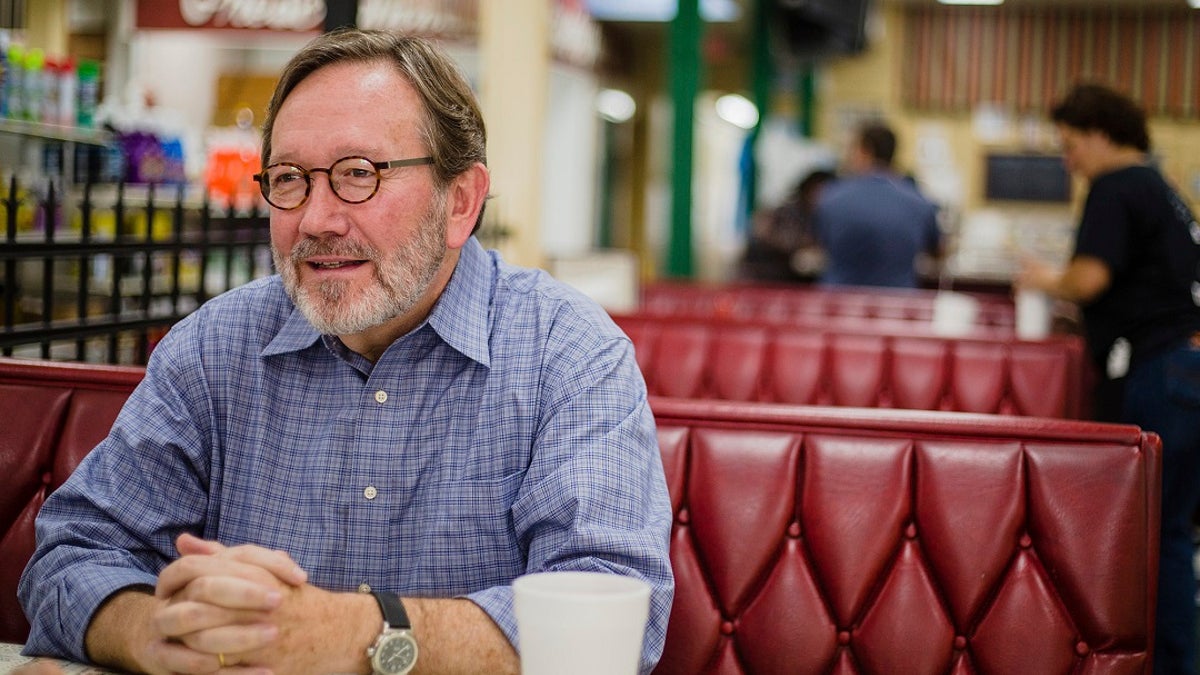 FILE - Archie Parnell, South Carolina's 5th Congressional district Democratic nominee, talks with a reporter in downtown Sumter, S.C.