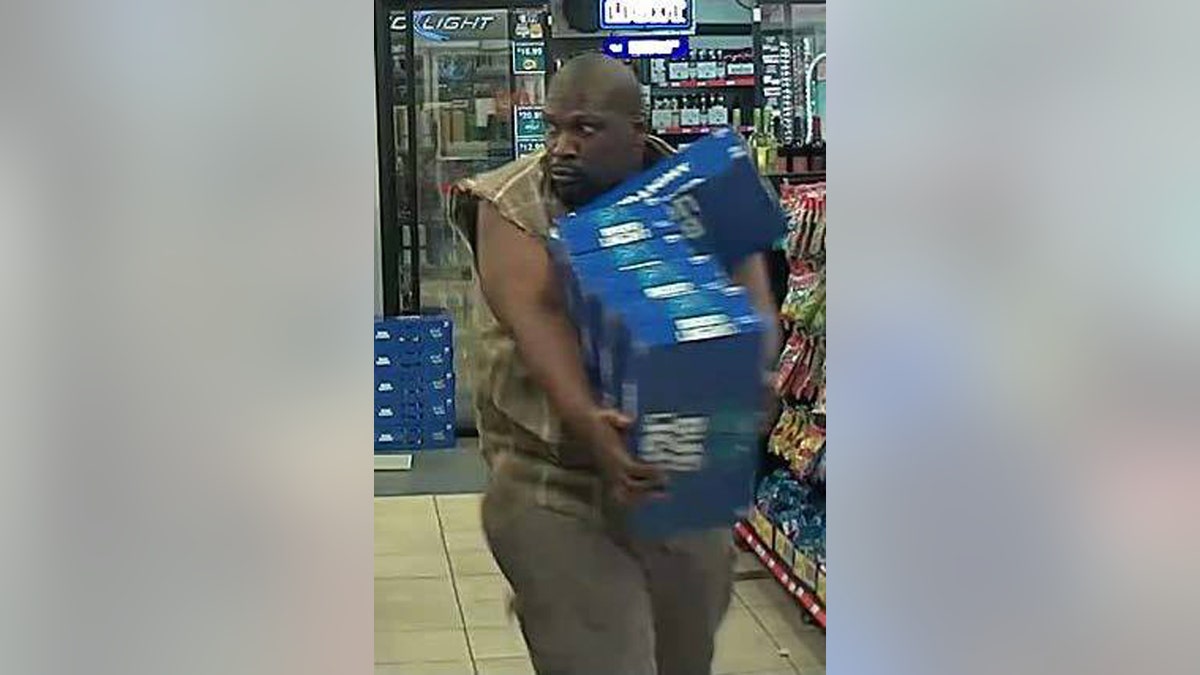 A man is seen stealing five cases of beer at a Texas convenience store on Wednesday, police said.