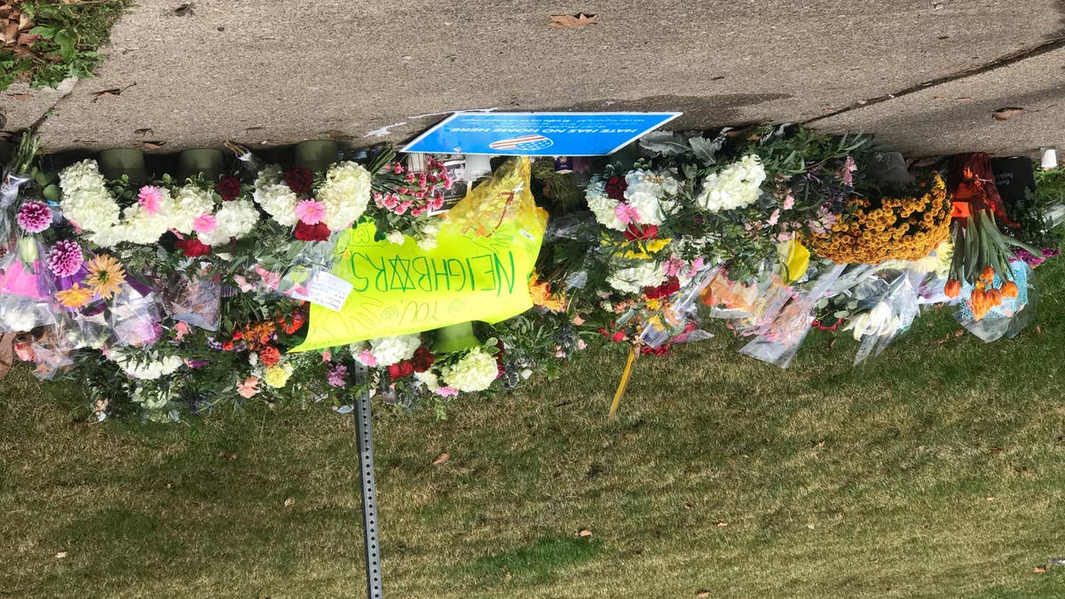 Community members created a makeshift memorial to honor shooting victims on Murray Avenue in the Squirrel Hills neighborhood of Pittsburgh. (Fox News)