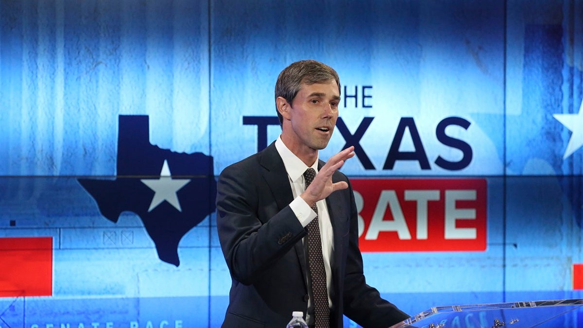 U.S. Rep. Beto O'Rourke, D-Texas, pictured, takes part in a debate for a U.S. Senate seat against incumbent U.S. Sen. Ted Cruz, R-Texas.
