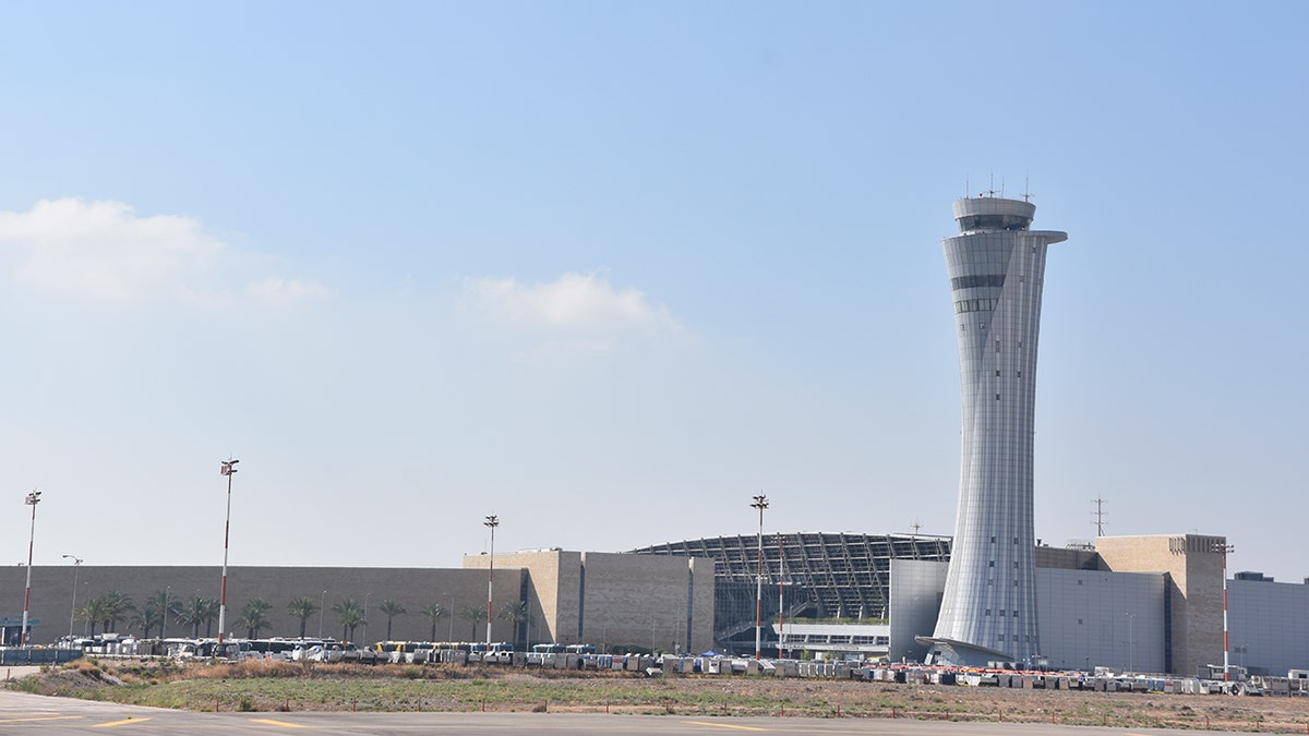 Tel Aviv,Israel : June 26,2018 , Ben-Gurion International Airport is the largest international airport in Israel and serves as the main gateway to the country. The picture shows the control tower and the passenger terminal