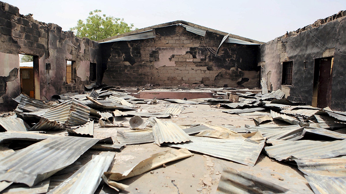 A church that residents say was burned by Boko Haram militants in Damasak, Nigeria, March 24, 2015. (