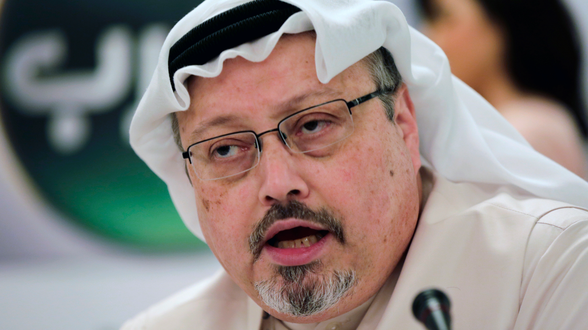 In this Feb. 1, 2015, file photo, Saudi journalist Jamal Khashoggi speaks during a press conference in Manama, Bahrain. The disappearance of Khashoggi, during a visit to his country’s consulate in Istanbul on Oct. 2, 2018, raises a dark question for anyone who dares criticize governments or speak out against those in power: Will the world have their back?