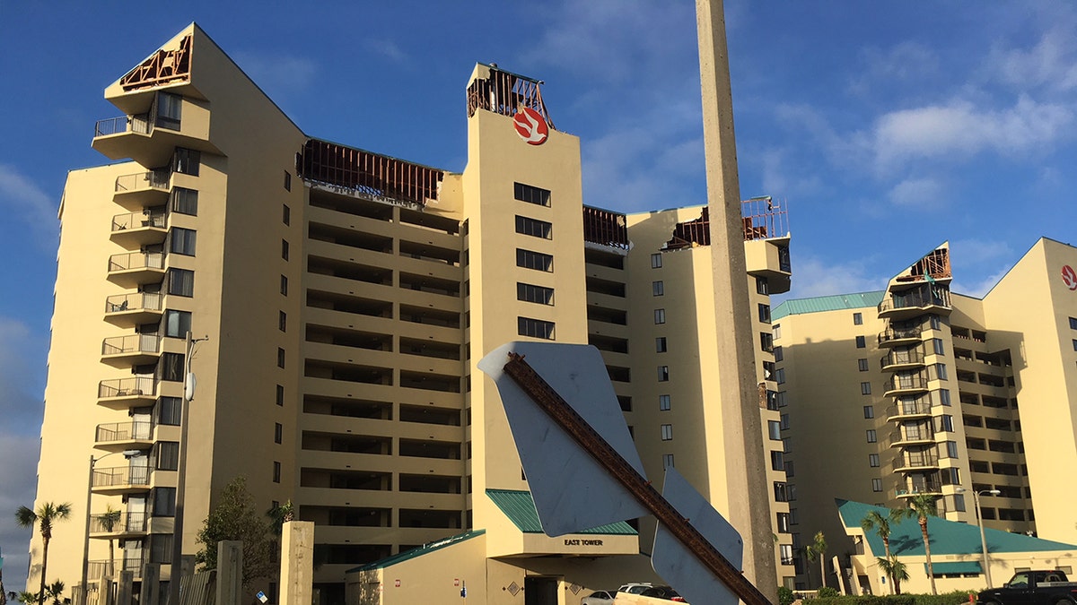 Damage to beachfront condominiums in Panama City Beach, Fla. from Hurricane Michael