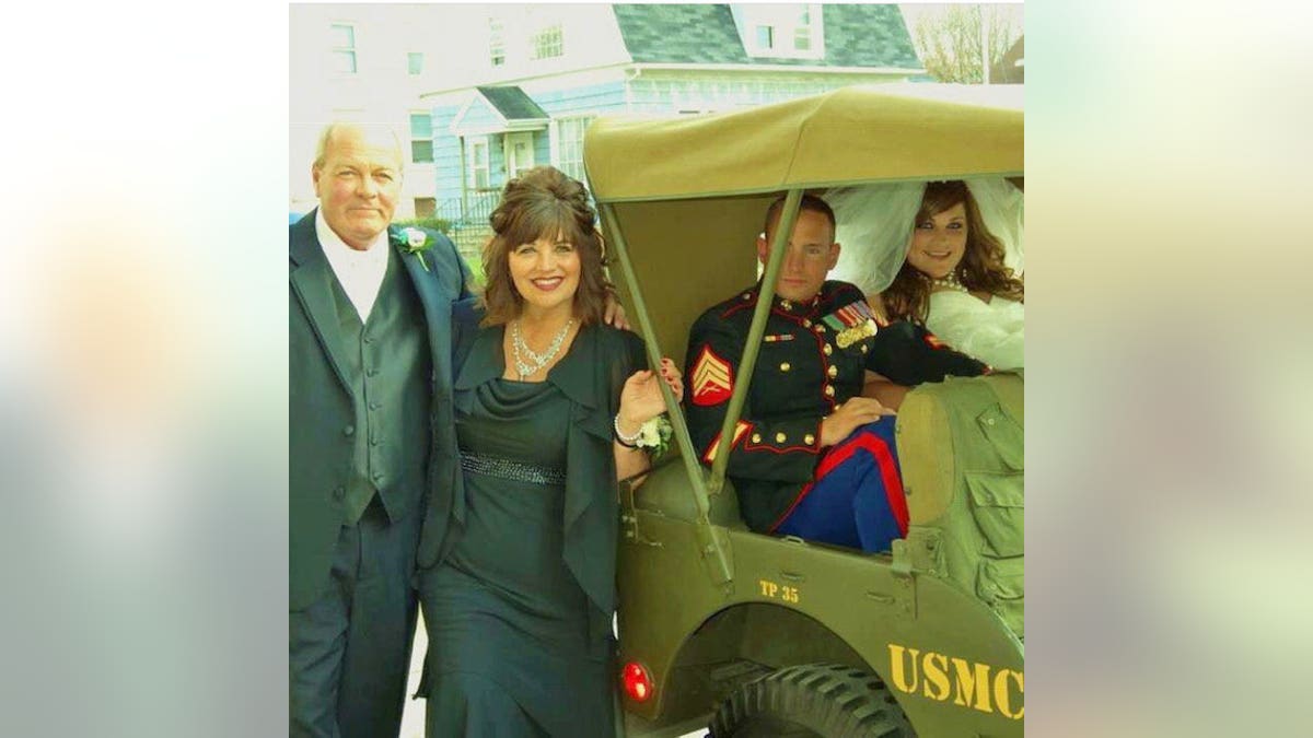 Erin and Matthew, pictured with her parents on their 2012 wedding day, had been trying for a child since the beginning of their marriage and had endured six miscarriages.
