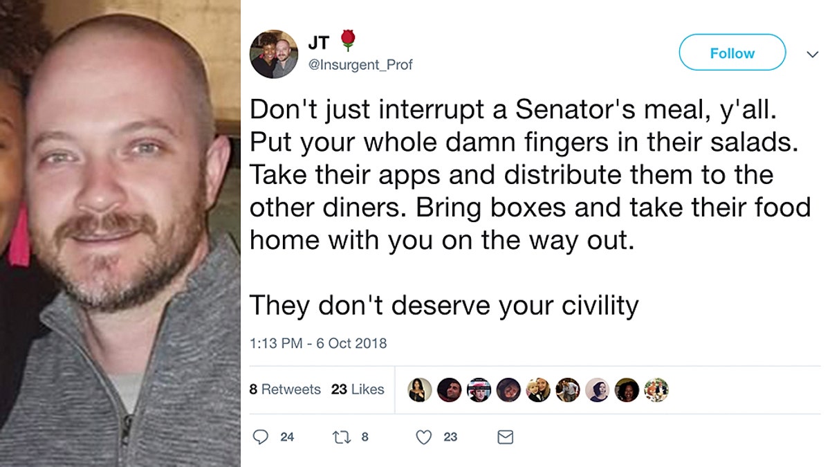 Assistant Professor of Sociology at Ole Miss came under fire for tweeting that Senators "don't deserve your civility."