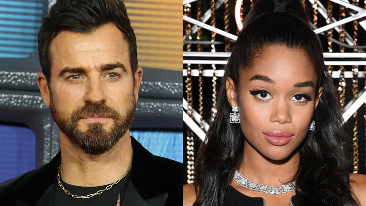 Justin Theroux stepped out with "Spider-Man" actress Laura Harrier while in Paris for Fashion Week, shortly after revealing details of his split from Jennifer Aniston. 